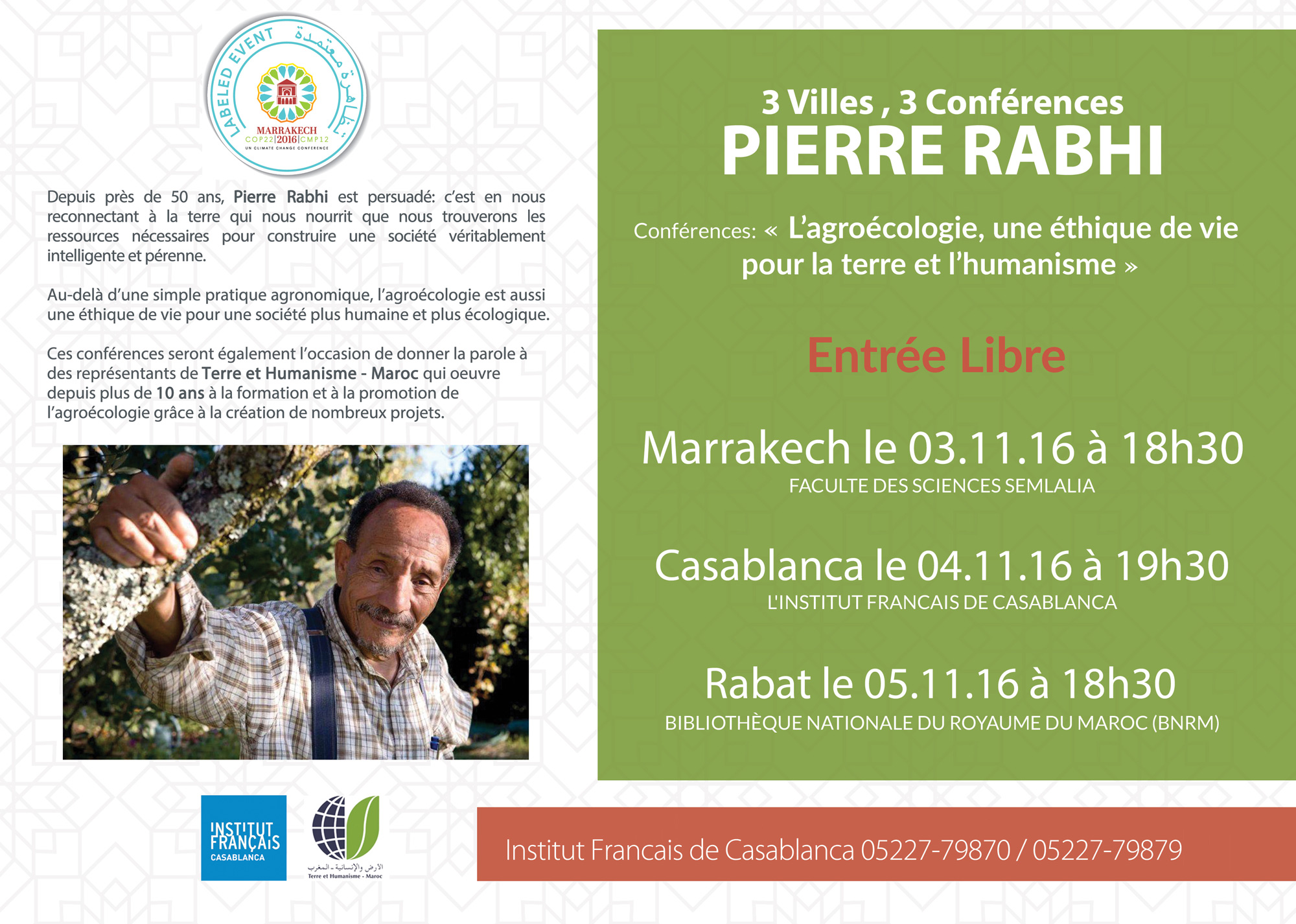Cop22: Conférences PIERRE RABHI